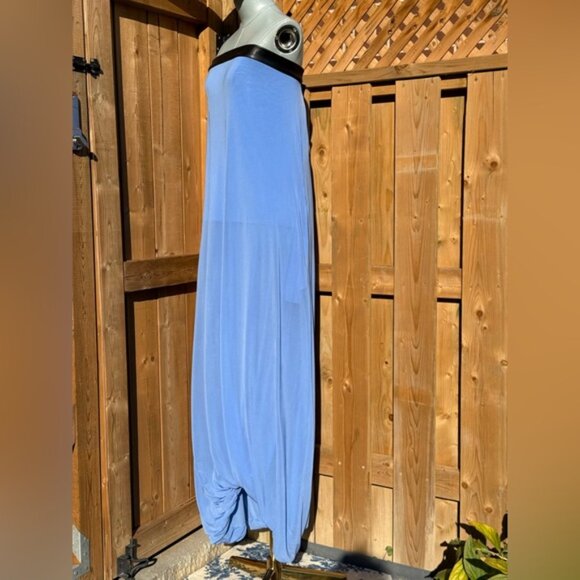 🆕 RAT & BOA 🧿 NWOT Antonie Blue Draped Maxi Dress with Leather Belt, Sz L / XL - Picture 6 of 16